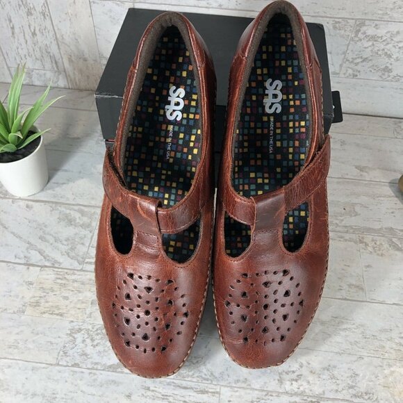 SAS Willow Leather Walnut Mary Janes Comfort Sandals Flats Wmns Size 9‎ (Narrow) - Picture 9 of 12
